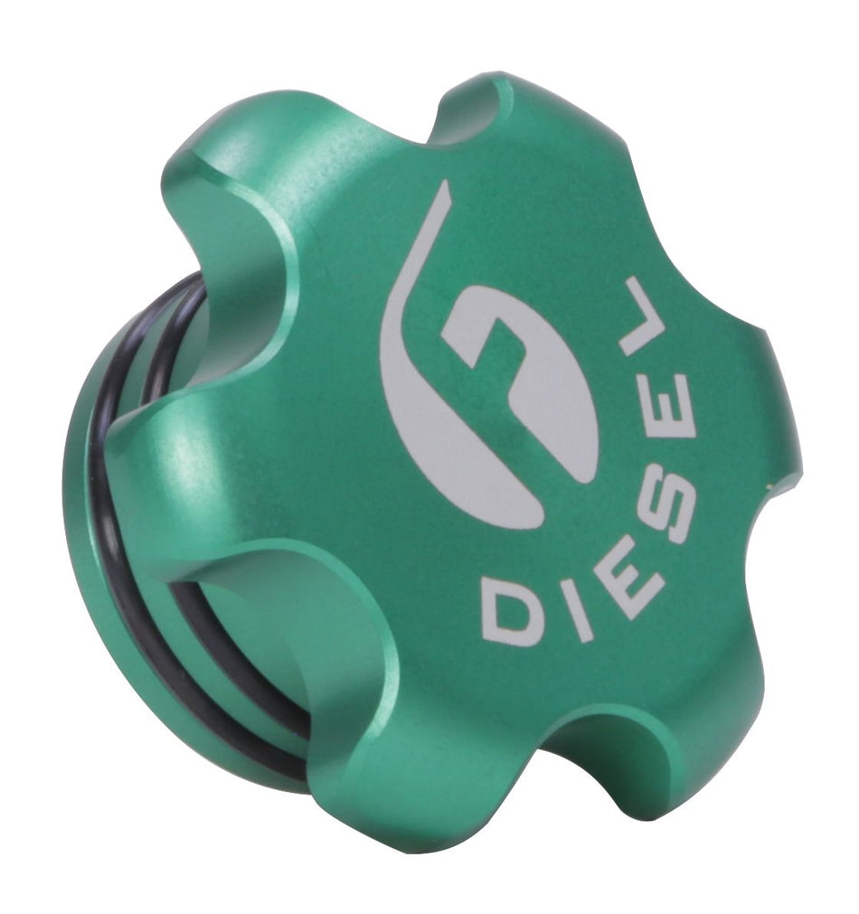 Fleece Billet Fuel Cap (Green) For 2013-2018 Cummins / Ram 1500 Eco Diesel